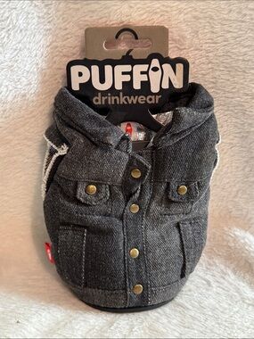 Puffin Drinkwear The Denim Vest Can Cooler Koozie NWT